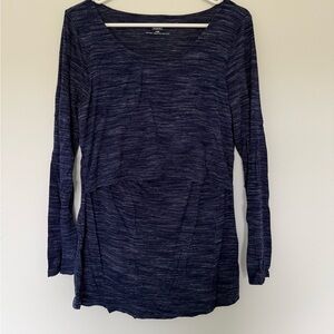Motherhood Navy Space-Dye Long Sleeve Maternity/Nursing Top